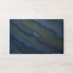 Blue Marble Abstract With Gold Veins HP Laptop Skin