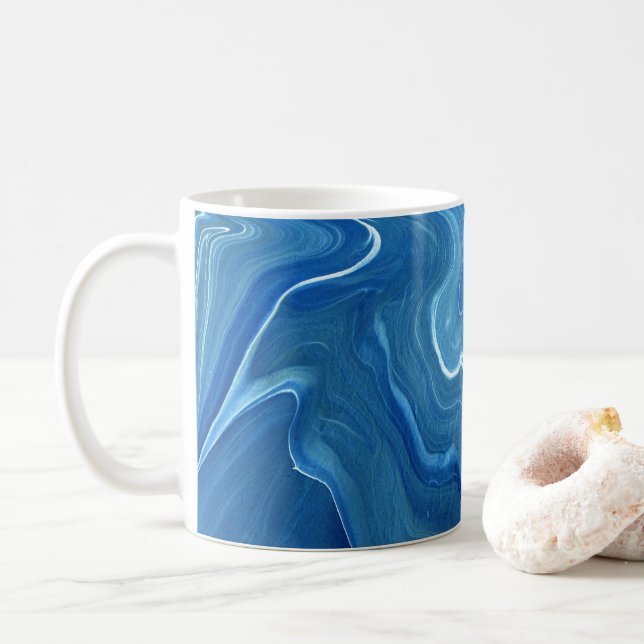 Blue Marble Agate Abstraction Coffee Mug (With Donut)