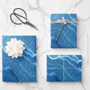 Blue Marble Agate Abstraction  Wrapping Paper Sheets