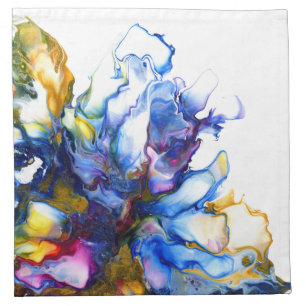 Blue Marble Agate Fluid Art Cloth Napkin