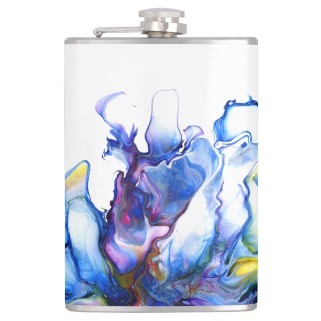 Blue Marble Agate Fluid Art Flask (Front)