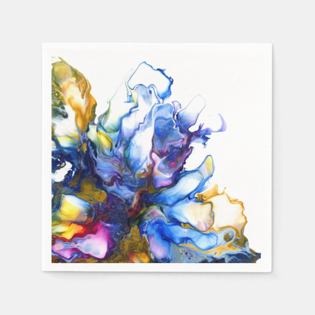 Blue Marble Agate Fluid Art Napkins (Front)