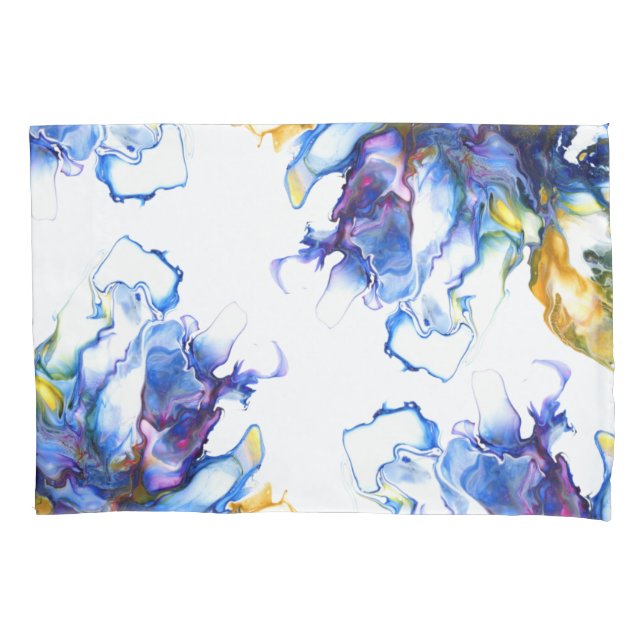 Blue Marble Agate Fluid Art Pillow Case (Front)