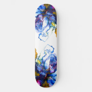 Blue Marble Agate Fluid Art Skateboard