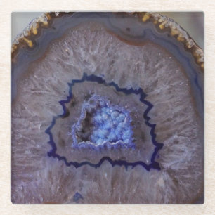 Blue Marble Agate Geode Faux Stone Coaster