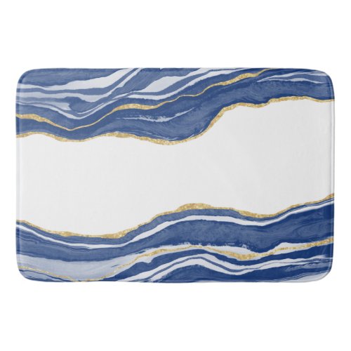 Blue Marble Agate Gold Glitter Bath Mat