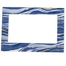 Blue Marble Agate Gold Glitter Magnetic Frame