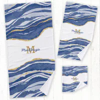 https://rlv.zcache.com/blue_marble_agate_gold_glitter_monogram_bath_towel_set-r_8qx08w_200.webp