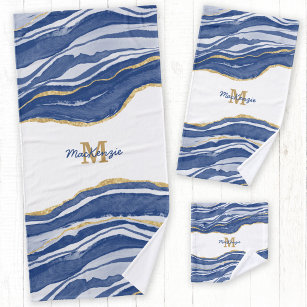 https://rlv.zcache.com/blue_marble_agate_gold_glitter_monogram_bath_towel_set-r_8qx08w_307.jpg