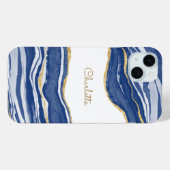 Blue Marble Agate Gold Glitter Personalized Case-Mate iPhone Case (Back (Horizontal))