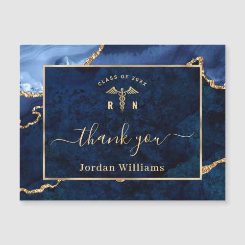 Blue Marble Agate RN Graduation Magnetic Card - For further customization, please click the "Customize" link and use our  tool to design this template. 
If you need help or matching items, please contact me.