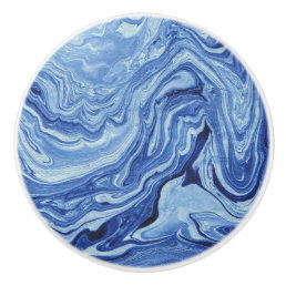 Blue Marble Agate Swirl Stone Ceramic Knobs Pulls