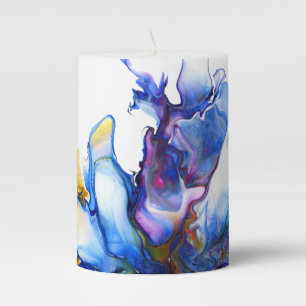 Blue Marble Alcohol Ink Fluid Art Pillar Candle