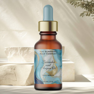 Blue Marble and Gold Cosmetics Dropper Bottle Label