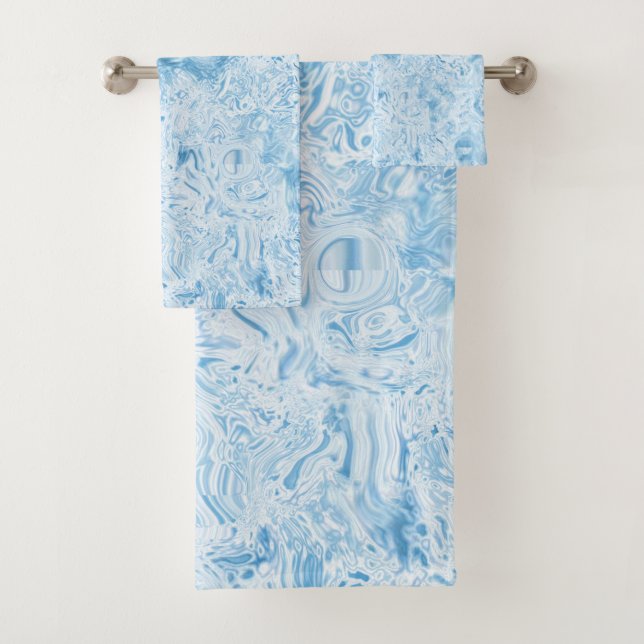 Blue Marble Bath Towel Set (Insitu)