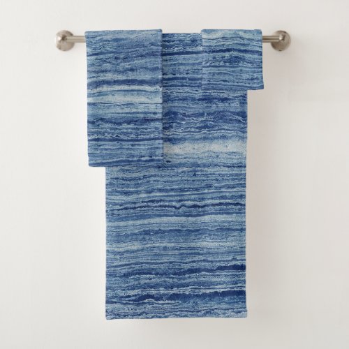 Blue Marble Bath Towel Set