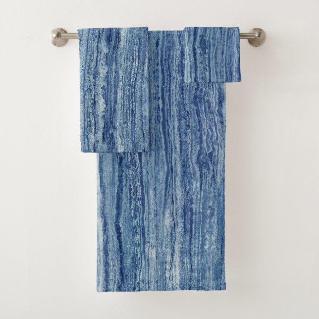 Blue Marble Bath Towel Set (Insitu)