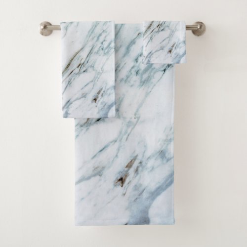 Blue Marble Bathroom Towel Set