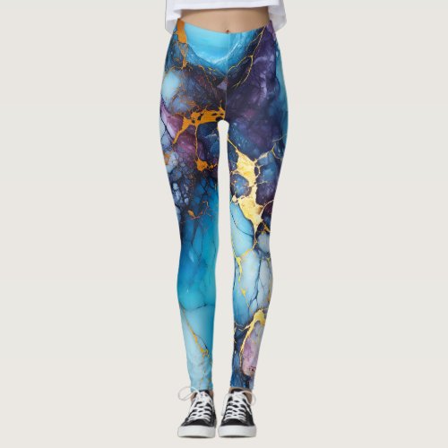 Blue Marble Boho Aesthetic Leggings