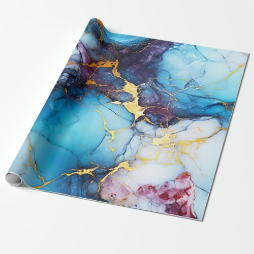 Blue Marble Boho Aesthetic Wrapping Paper