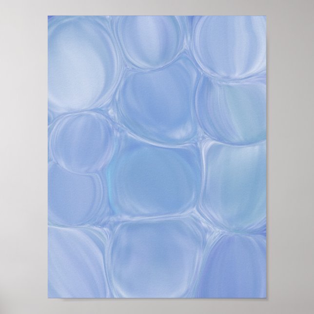 Blue Marble Bubbles Abstract Wall Poster (Front)