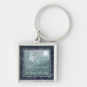 Blue Marble Butterfly Follow Your Heart  Keychain