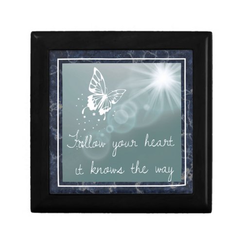 Blue Marble Butterfly Follow Your Heart Quote Gift Box