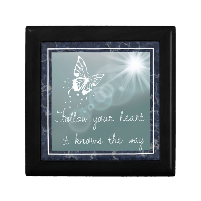 Blue Marble Butterfly Follow Your Heart Quote Gift Box (Front)