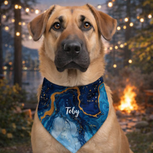 Blue Marble Dog Gift for Stylish Dogs Pet Bandana Collar