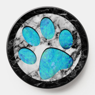 Blue Marble Dog Paw Print Minimal Aesthetic Design PopSocket