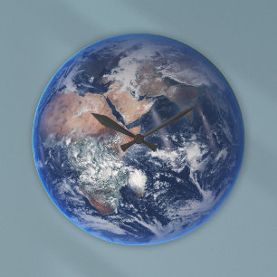 Blue Marble Earth, 2014 Satellite Photograph Large Clock