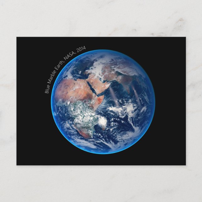 Blue Marble Earth, 2014 Satellite Photograph Postcard (Front)