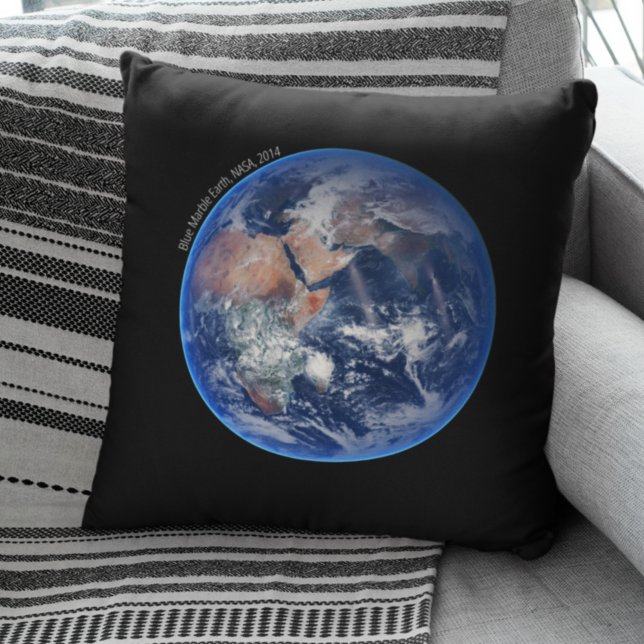 Blue Marble Earth, 2014 Satellite Photograph Throw Pillow (Creator Uploaded)