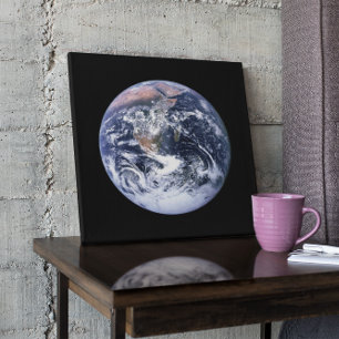 Blue Marble Earth on Black Canvas Print