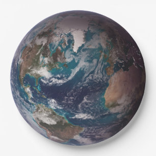Blue Marble Earth (Western Hemisphere) Paper Plates