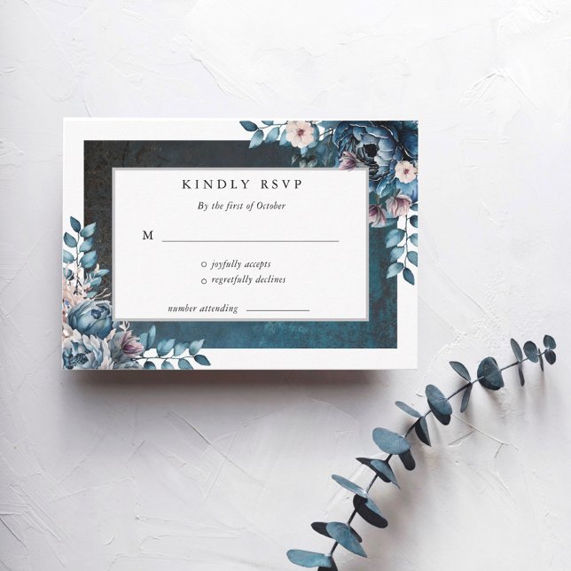 Blue Marble Elegant Wedding RSVP Card (Creator Uploaded)