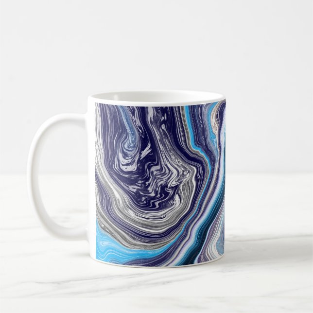 Blue Marble Fluid Art   Coffee Mug (Left)