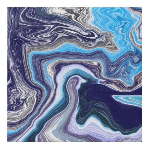 Blue Marble Fluid Art  Faux Canvas Print