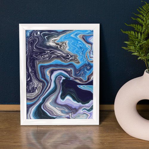 Blue Marble Fluid Art  Poster