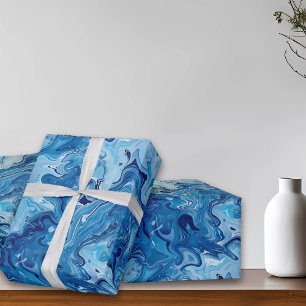 Blue Marble Fluid art Wrapping Paper