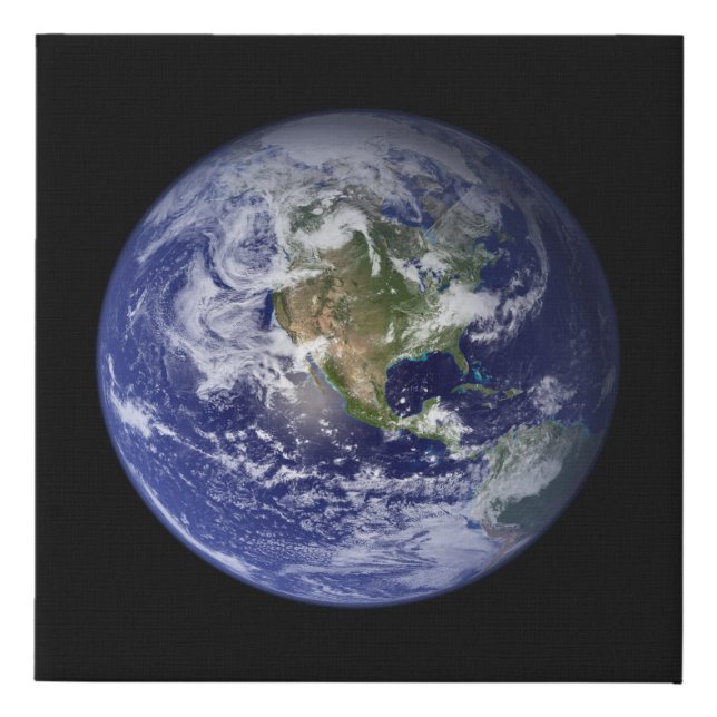 Blue Marble Globe West Faux Canvas Print (Front)