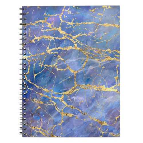 Blue Marble Gold Abstract Texture Notebook