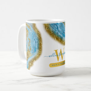 Blue Marble & Gold Foil Hair & Makeup Coffee Mug