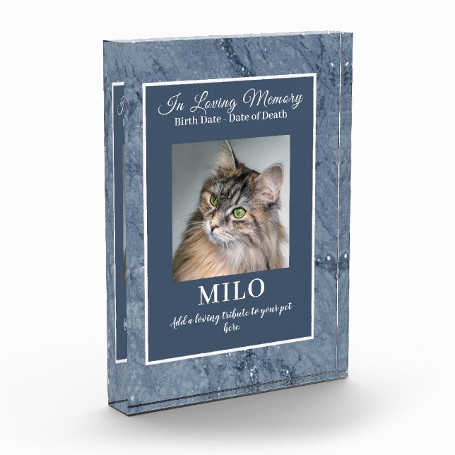 Blue Marble Look,  Acrylic Pet Memorial Acrylic Award (Left)