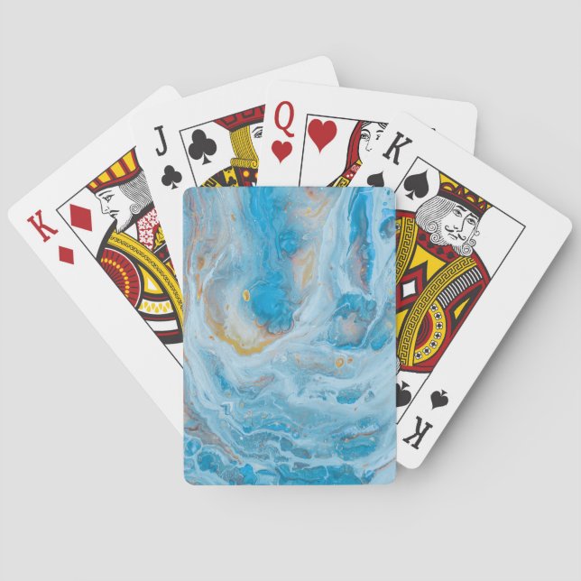 Blue Marble Marbleized Art Playing Cards (Back)