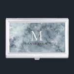 blue marble masculine double monogram business card case<br><div class="desc">elegant masculine collection of assorted marble colors with double monogram in serif font and all information in same font that give a dose of robust elegance. Check our store for more items from this collection as you can mix and match colors that suit your needs.</div>