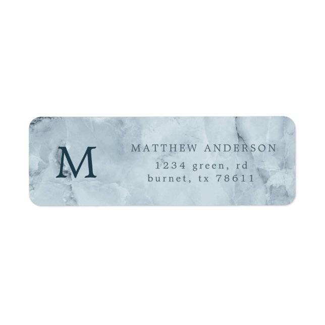 blue marble masculine return address label (Front)
