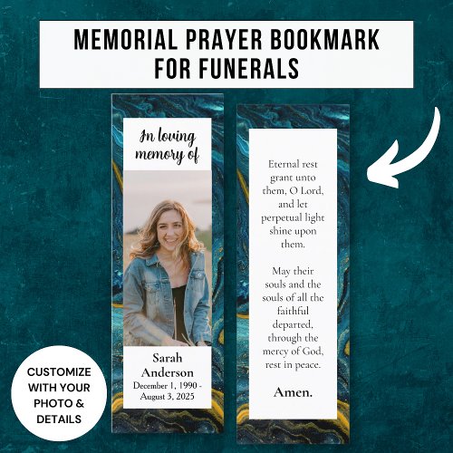 Blue Marble Memorial Prayer Custom Card Bookmark