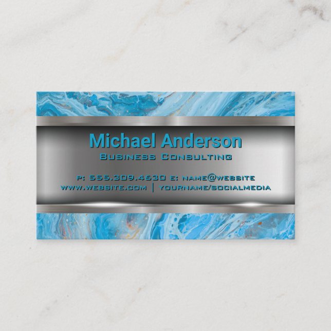 Blue Marble | Metallic Business Card (Front)