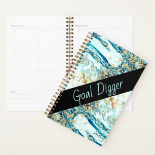 Blue Marble Metallic Gold Aqua Cobalt Boss Beauty Planner